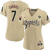 Women's Arizona Diamondbacks #7 Corbin Carroll Gold 2023 World Series City Connect Stitched Jersey(Run Small) Dzhi,baseball caps,new era cap wholesale,wholesale hats